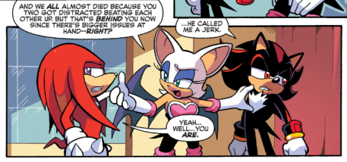huffysweetpotato:  “…he called me a jerk.” Sonic Universe - Issue 87