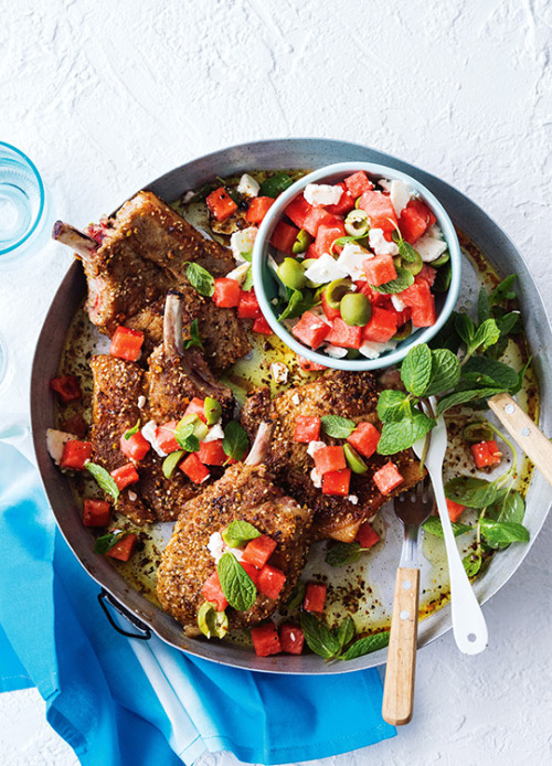 Dukkah-Crusted Pork Cutlet With Watermelon Salad  - Perfect for summer! 