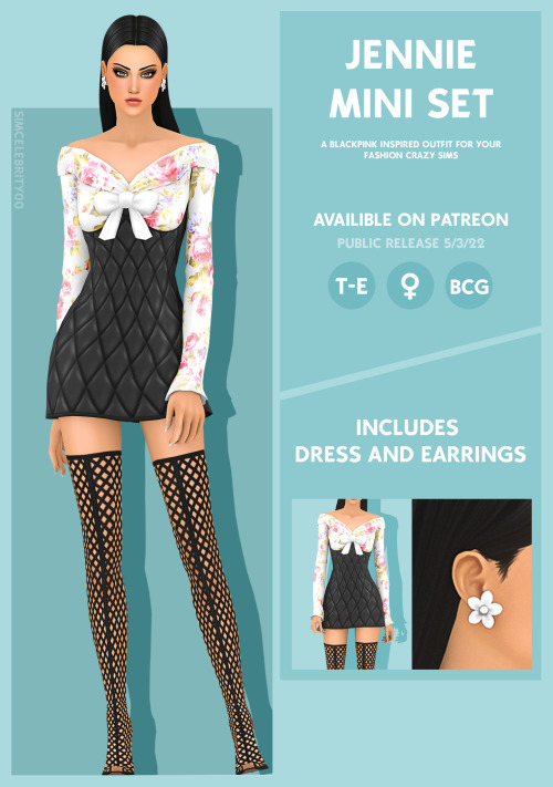 Jennie Mini SetA BLACKPINK inspired outfit for your fashion crazy sims public 5/3DressMaxis Match Dr