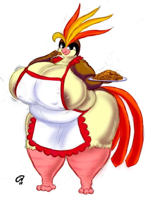 gammanaut:  ŭ color sketch commission for FA user seth65 of their Pigeot girl Rosa, who is willing to share her cookies~ >u>  My cutie fatty birdie