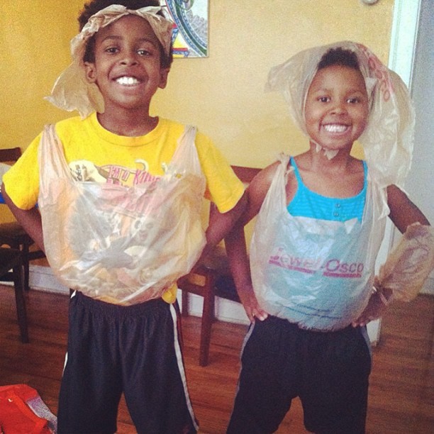 Look at my babies! They even have on &ldquo;plastic bag boots&rdquo;. #plastic