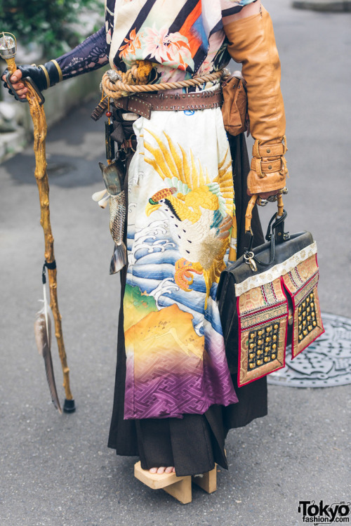 tokyo-fashion:Joseph on the street in Harajuku wearing a Japanese steampunk look including embroider