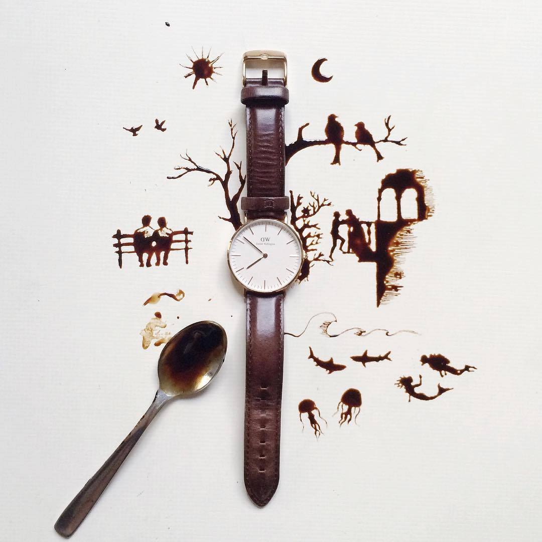 culturenlifestyle:Giulia Bernardelli Paints Intimate Moments of Life With Coffee