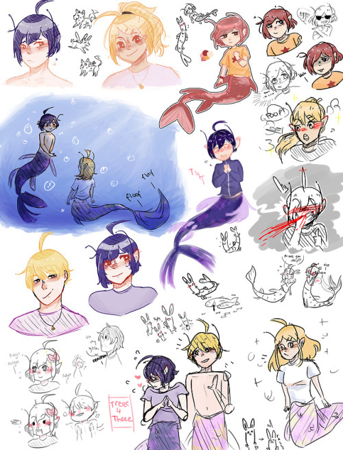 A bunch of sketches/doodles I made last night instead of sleeping…At least, I ended up drawing more 