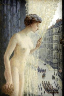 connoisseur-art:Horace de Callias, Nude Maiden Looking Down Upon Marching Troops