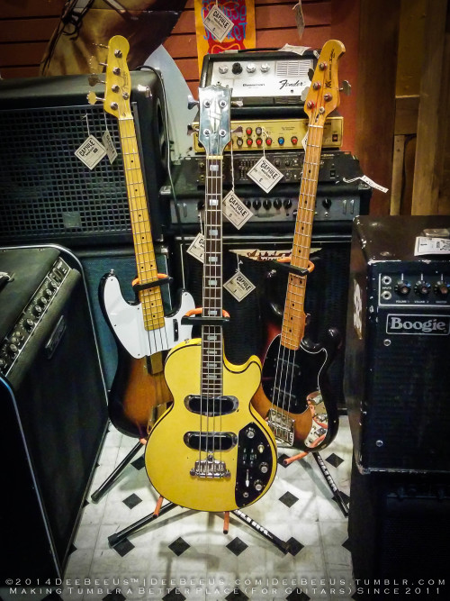 deebeeus:  Here’s the final bit of fun from last eek’s trip to Capsule music in the Queen West area of Toronto: Fender Bullet!  Early 80s. Lefty of the week (for my friend guitarlust!):  it’s a recent Les Paul in a lovely red with cream binding.