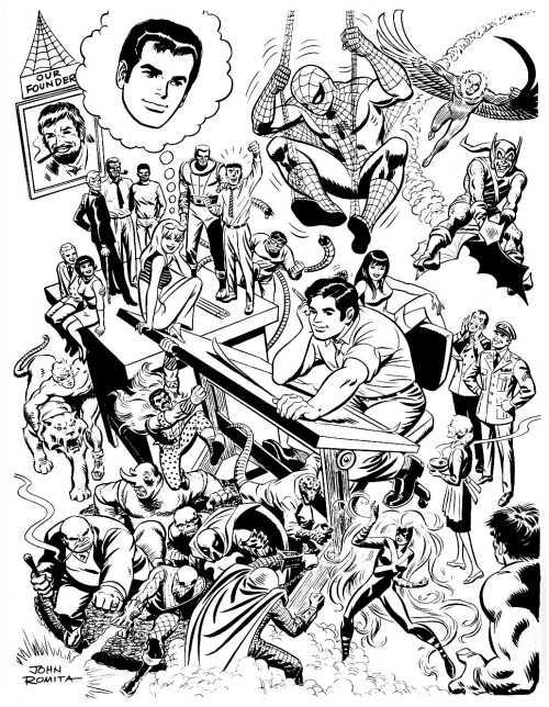 spaceshiprocket:  Comic book artists self portraits: - Neal Adams - Jordi Bernet - John Buscema - Sal Buscema - Gene Colan - Will Eisner - Jack Kirby - Joe Kubert - John Romita Sr.  - Alex Toth 