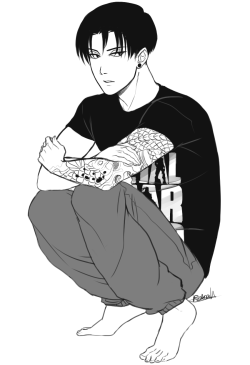 roxoah:  Got inspired by that post that said ‘draw your fav snk char in your clothes’. Have a Levi in a nerd MGS shirt and sweatpants. He was probably playing pokemon before he had to pose.   Ohhh Raviolli mmmmgh delicioso ~~~~