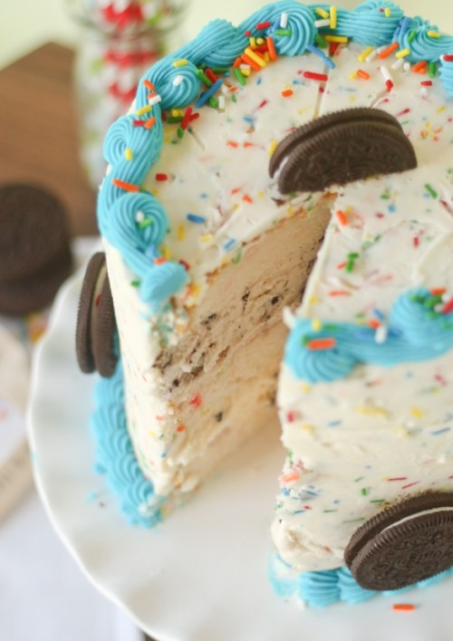 fullcravings:  Funfetti Cookie Ice Cream Cake