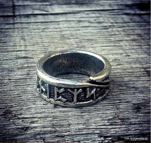 This large and chunky finger ring is decorated with Viking Rune lettersAvailable to buy here: Viking