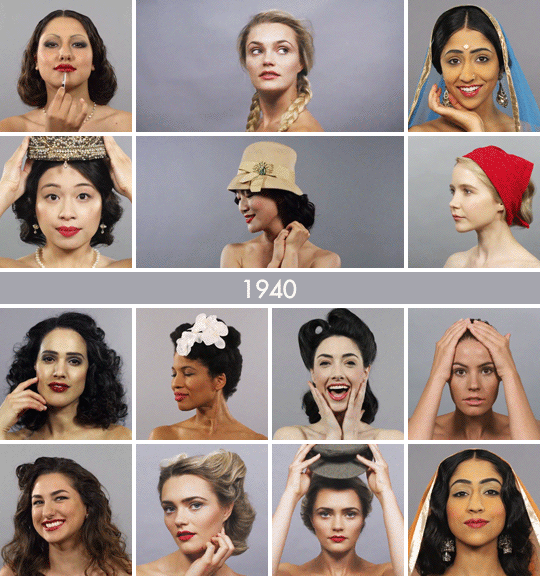 makeuphall:  All episodes of 100 Years of Beauty in 1 Minute; Episode 1: Usa Caucasian