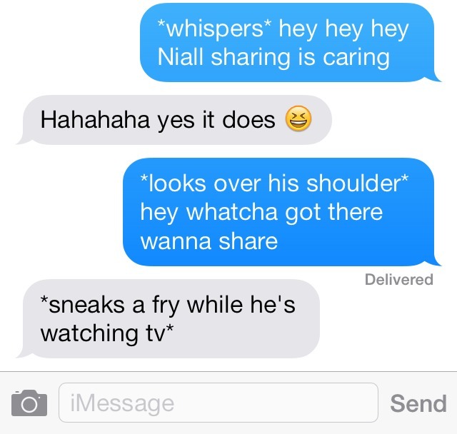 musiclover-1d:  Me and my friends conversation about Niall getting McDonalds lol