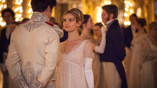 costumefilms: War and Peace S01E03 (2016) - Lily James as Natasha Rostova wearing an ivory lace slip