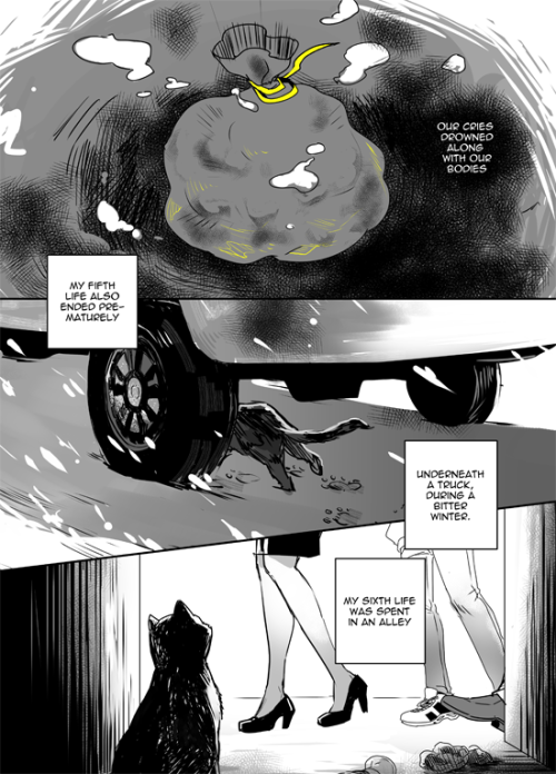 cybieandtykie:  darthstitch:  akimiya:  Intended to be read from left —-> right A very rough, short comic put together in 3-4 days because I wanted to experiment a little and practice drawing cats.. The original concept spawned from a thought that
