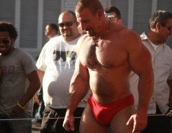 speedohead:  See, even big old hairy guys can pull off a speedo, as long as they have the right equipment… 