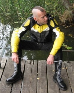 britishbootedbastard:  Are we open for a leather and boot service?  Woof woof