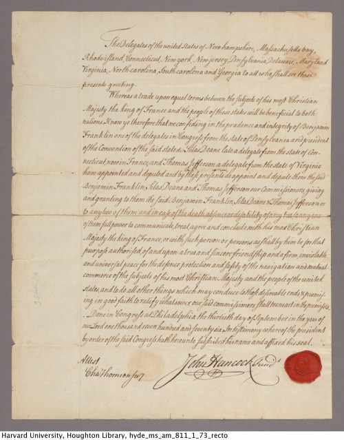 In September 1776, the Continental Congress issued this commission under the characteristically flam