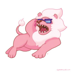 gijinkart:  When I saw Lion wearing 3D glasses at the end of Lion 2: The Movie, I thought, “Those gems are truly outrageous.”  This is my submission for the Steven Universe Collab on twitter. weeweewoowoo~ 