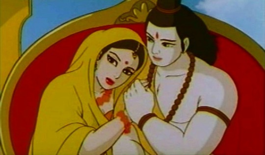 Redrew a scene from one of the most definitive version of Ramayan ever put  on screen. The beauty of anime Ramayan is unprecedented. : r/india