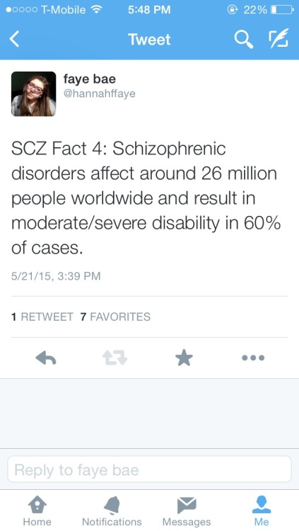 worthlesswalnut:In honor of Schizophrenia Awareness Week I have been tweeting out facts about schizo