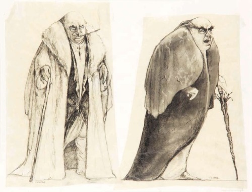 talesfromweirdland:Concept art for Oswald Cobblepot–aka The Penguin–from Batman Returns 