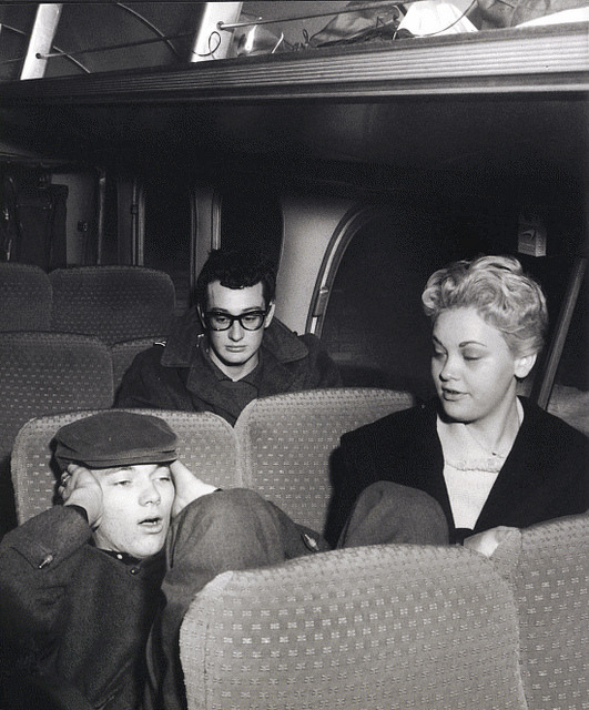 gentleman-harrington:  ratrod89:  fuckyeahvintage-retro:  Buddy Holly rides the bus.