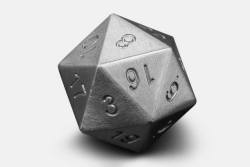 battlecrazed-axe-mage: battlecrazed-axe-mage: So here’s something a bit interesting! A solid stainless steel or tungsten d20. It’d make one hell of a satisfying CLUNK when rolling, but definitely use a dice mat or tray so you don’t damage your table!