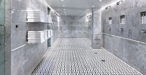 Men’s locker room shower at the Cambridge Club in Toronto, Canada.An absolutely stunning facility th