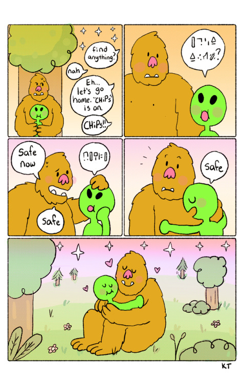 bignosebug:Here is the final Bigfoot and Alien comic! Happy Halloween!! Maybe these guys will return