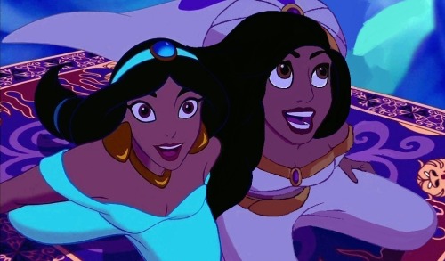 cartoon-sunflower:Aladdin/Amira showing Jasmine a whole new world pt 2.Created with Windows Paint pr