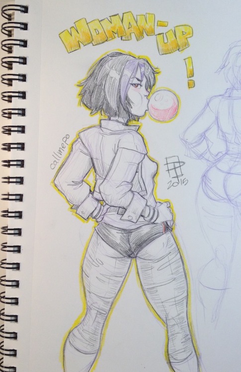 callmepo:  Get busy doodling or get busy dying.   Thought I would channeling my frustrations into characters who just don’t take crap from people.   Tonight it is Gogo Tomago.  < |D’‘‘‘