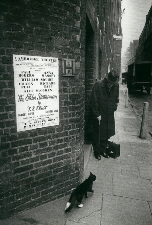 randomhouse:bookpatrol:T.S. Eliot in London, 1958 (by Larry Burrows)Cats ‘n’ literary legends.