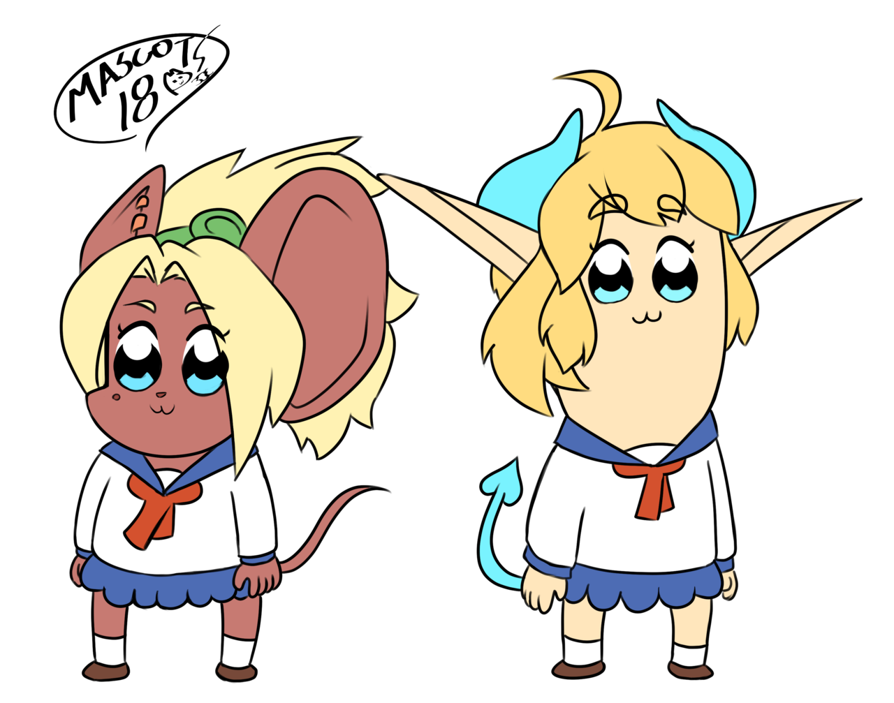mascot1063:Mine and @devirish ‘s characters as Popuko and Pipimi from pop team