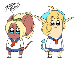 mascot1063:Mine and @devirish ‘s characters as Popuko and Pipimi from pop team epic because we are both fucking obsessed… let’s pop together!!! 