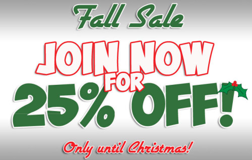 The fall sale has started! 25% off all memberships through Xmas. And guess what? You can keep the di