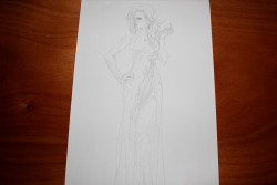ale-halexxx:  sketch request, cinder from rwby with her prom dress…