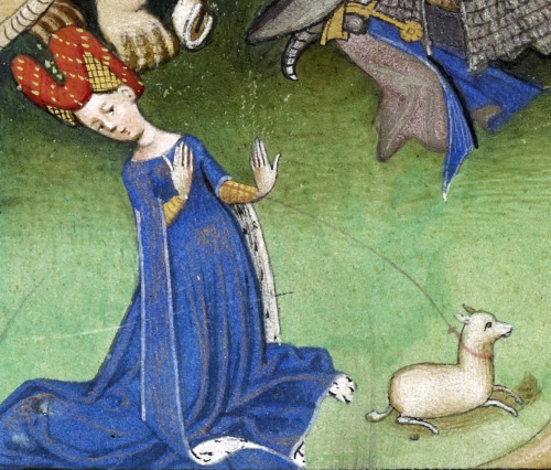 princess and her lap dog(above: Saint George and the dragon)book of hours, Ghent 1450-1455Los Angele