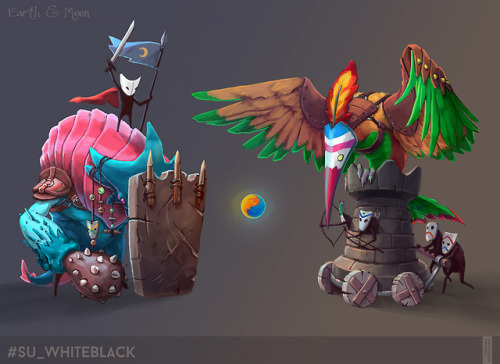 Some concepts I made for the Whiteblack challenge last yearThe blue creatures represent the moon nat