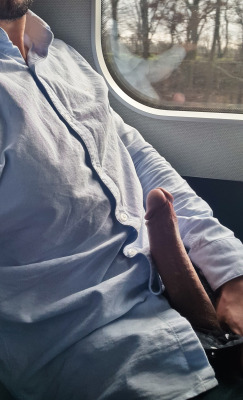 my-veiny-wiener:Today I was travelling in an almost empty train, and when the old lady sitting across the alley went to the toilets, I took the opportunity to snap this shot…Not very proud of myself now haha, but I’ll still publish this 😶🙈