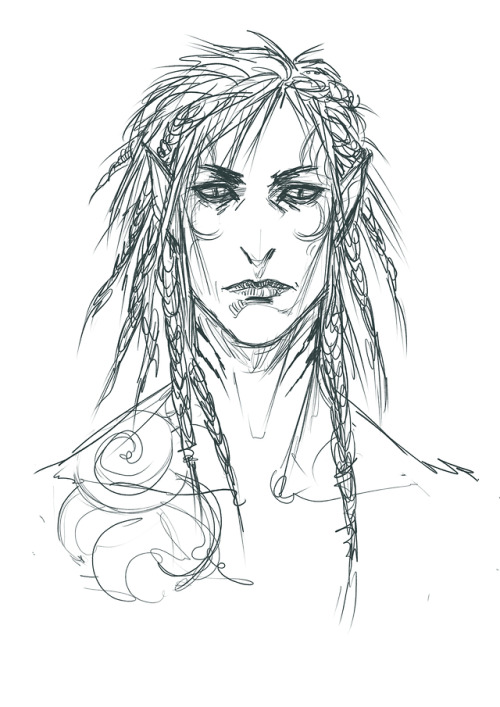 Some sketches. This is Nuada, the son of Velammo and Gann-of-Dreams. The guy obviously took the