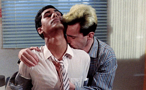 hayaomiyazaki:Gordon Warnecke as Omar and Daniel Day-Lewis as Johnny in MY BEAUTIFUL LAUNDRETTE (198