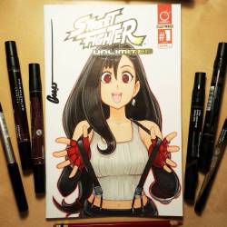 omar-dogan:Light and easy style with #tifalockhart #ff7.  I want to do more ones like this and just to keep it fun! After some breakfast I’ll scan the page I drew yesterday and then go to school to dole out the marks…. DM for details on how to get