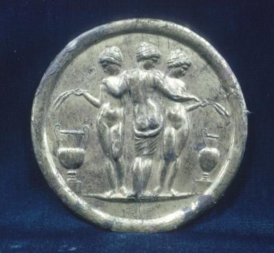centuriespast: MIRROR: FEMALE TRIAD WITH HARVEST SYMBOLS: SHEAVES OF WHEAT AND OINOCHOE AND AMPHORAR