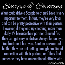 zodiacsociety:  Scorpio & Cheating. This