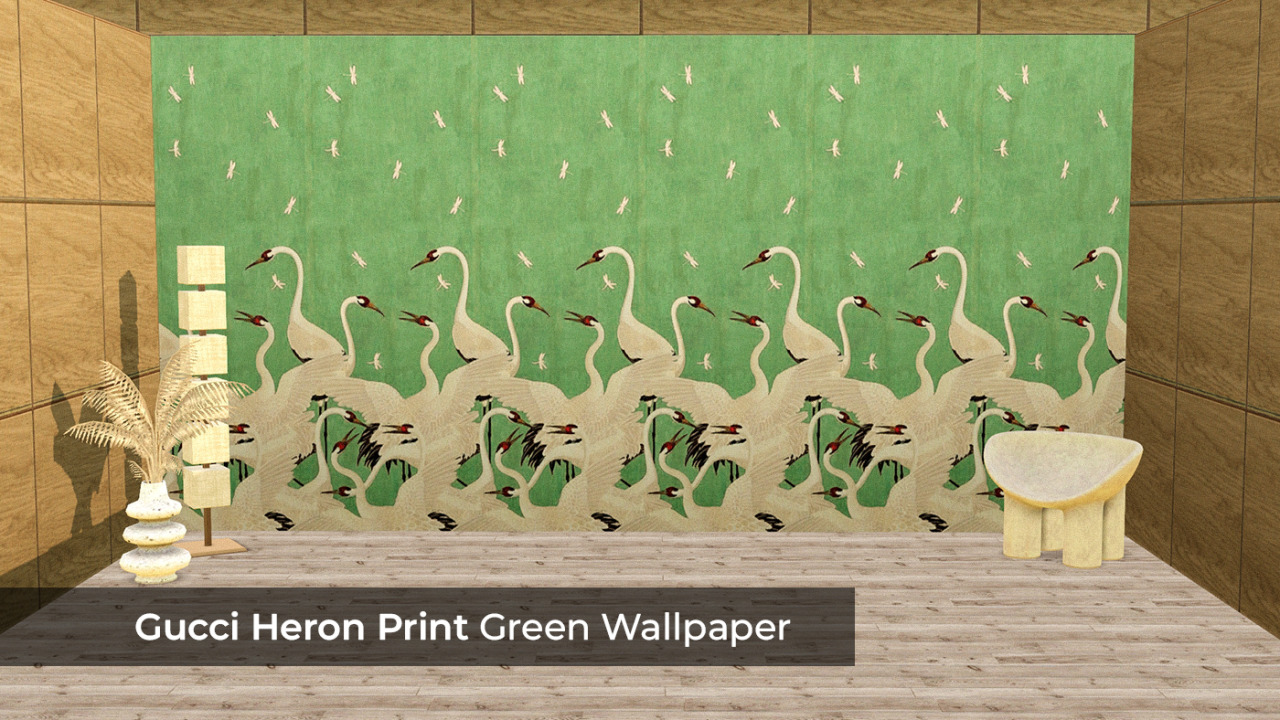 3 raccoons in a trenchcoat - Gucci Heron Print Green Wallpaper