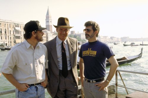 Steven, Harrison, and George hanging out in Venice while making Indiana Jones And The Last Crusade, 