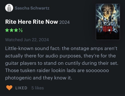 A Few Of My Fave Letterboxd Reviews Of Rite Here Right Now Pt 2.