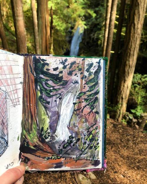 Got to paint a waterfall today! . . . #painting #landscape #canada #vancouver #pleinair #gouache htt