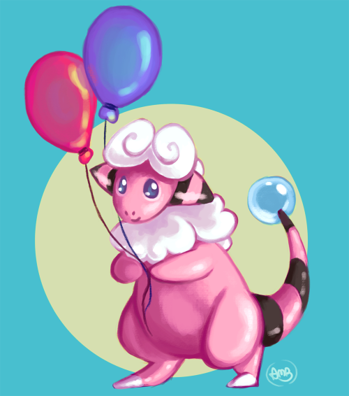 little-amb: Today was my birthday, so I painted a Flaaffy celebrating it with me! ♫ Also because I n