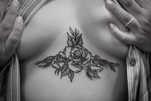 fourthkindillustration:First tattoo for Aida! Roses on the sternum Tuank u! A few spots left in Sept